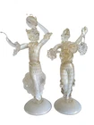 Pair of Mid-Century White and Gold Murano Glass Flamenco Dancers Figurines
