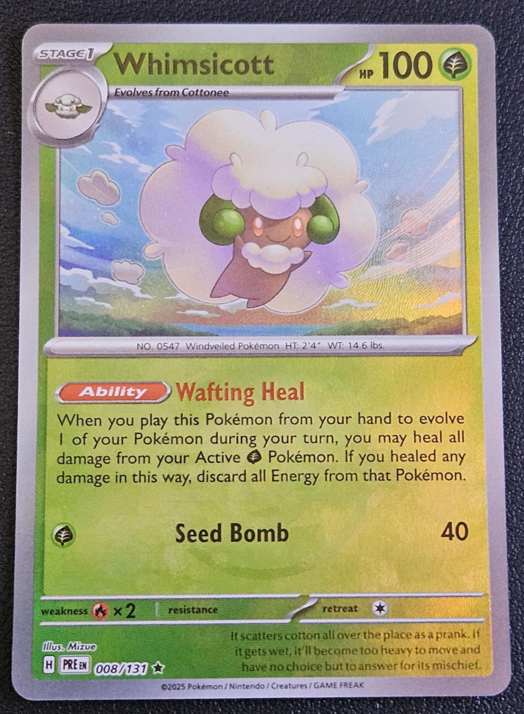 Whimsicott (Master Ball Pattern) 008/131 Sv: Prismatic Evolutions Holo NM