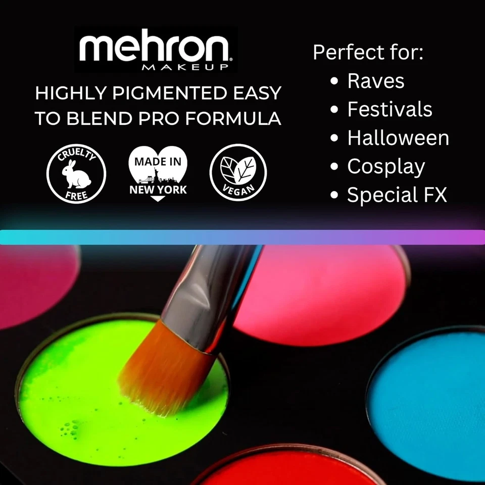 Mehron Makeup Paradise FX Neon UV Glow 8 Color Palette | Magnetic  - Изображение 4 из 4