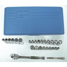 Westward 4Lxc2 1/4" Drive Socket Wrench Set Sae, Metric 27 Pieces 3/16 In To