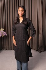 Women Straight Cotton Kurta Pintuck Long Kurti Casual Office Ethnic Summer Wear