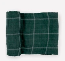 NEW Little Unicorn Evergreen Plaid Cotton Muslin Swaddle Blanket 47" x 47"