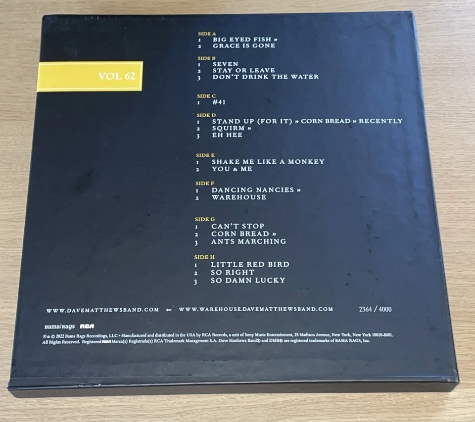 Dave Matthews Band DMB Live Trax 62 Blossom Music Ctr 6/25/10 LP Vinyl 2364/4000 - Image 2 of 4