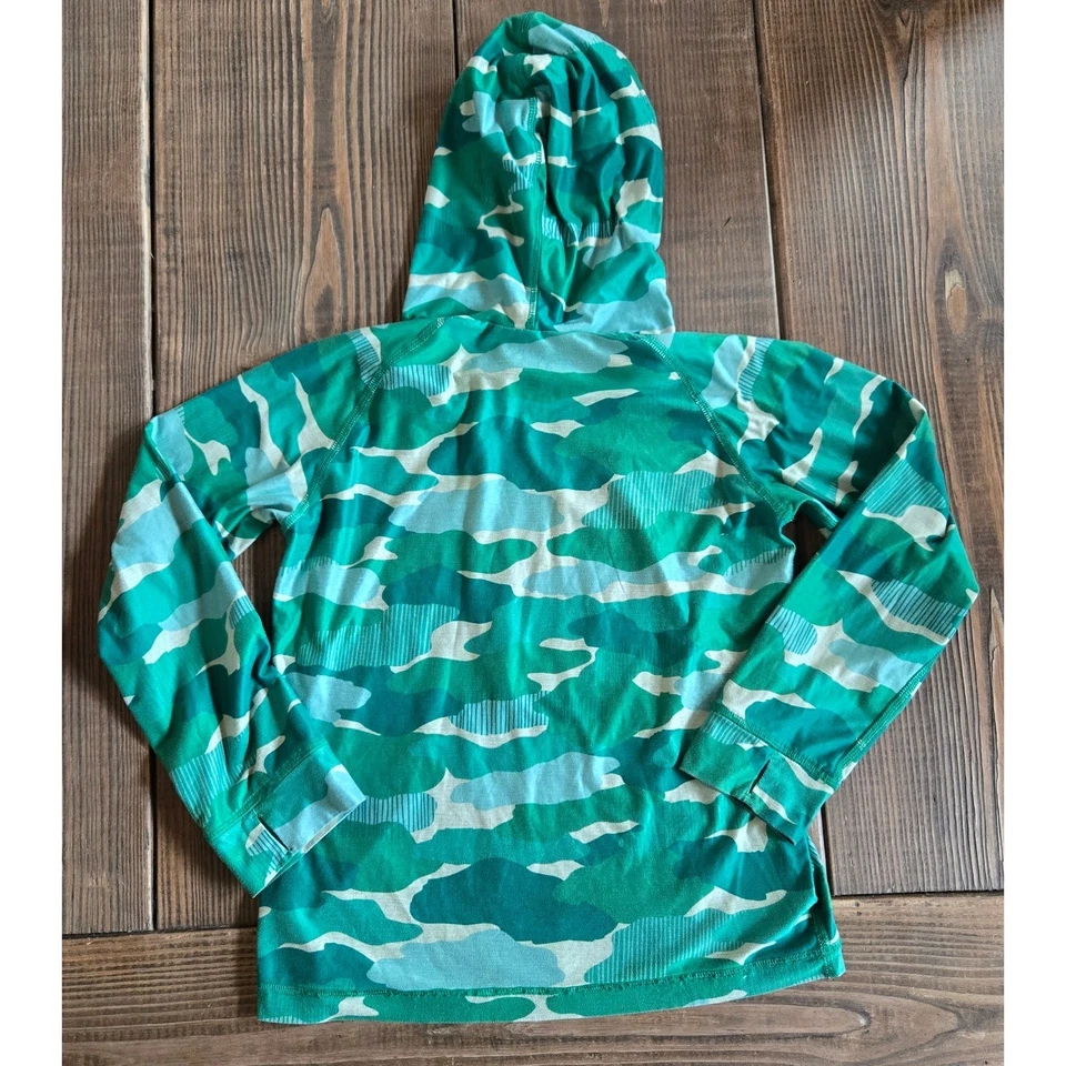 Sudadera con Capucha Hanna Andersson Niños Niñas 8 Verde Azul Camuflaje Pullover Capa Base Activa Foto 2 de 4