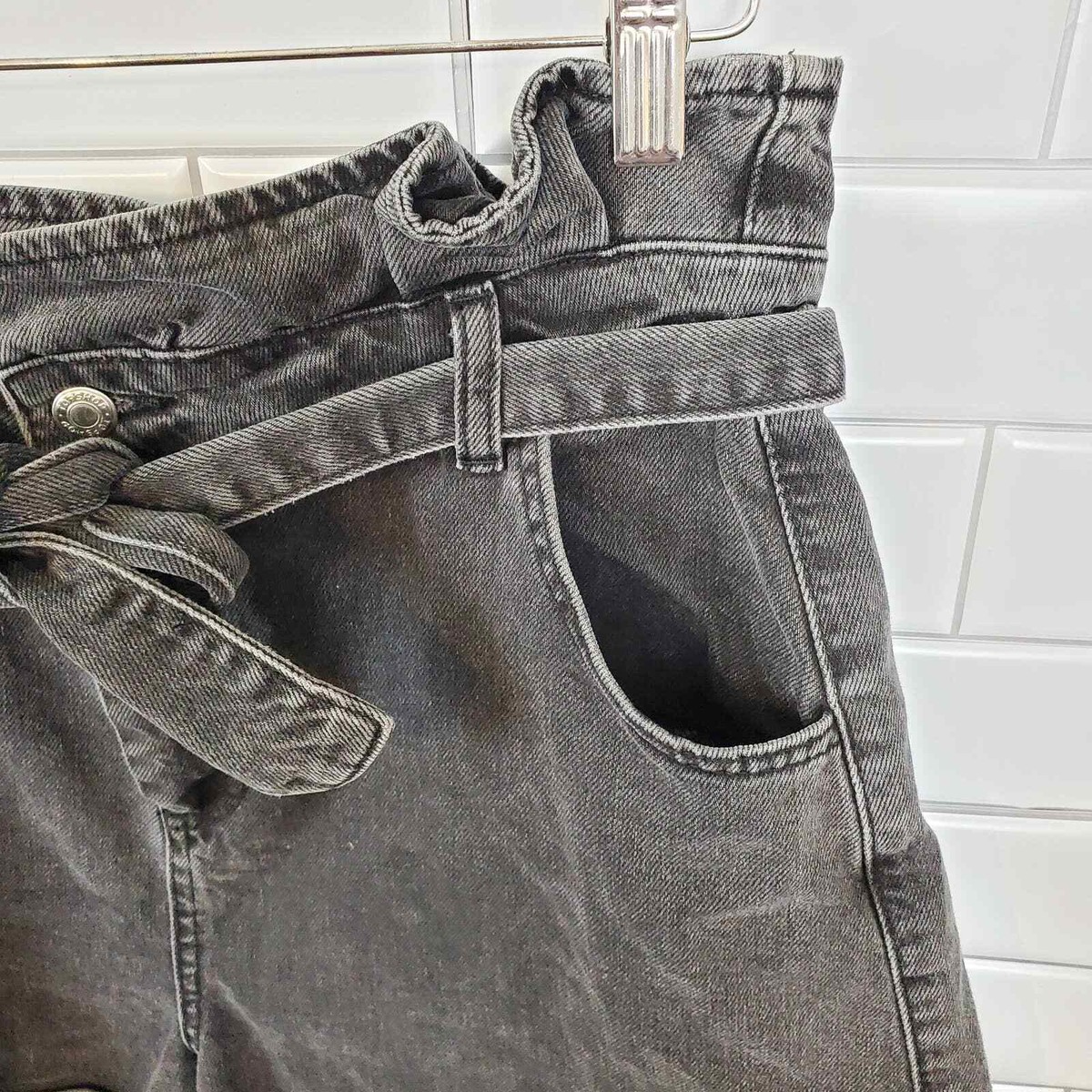 Short Topshop Mom Paperbag Jean Bleu - Taille UK 14 (73 Cm) - Très Bon état