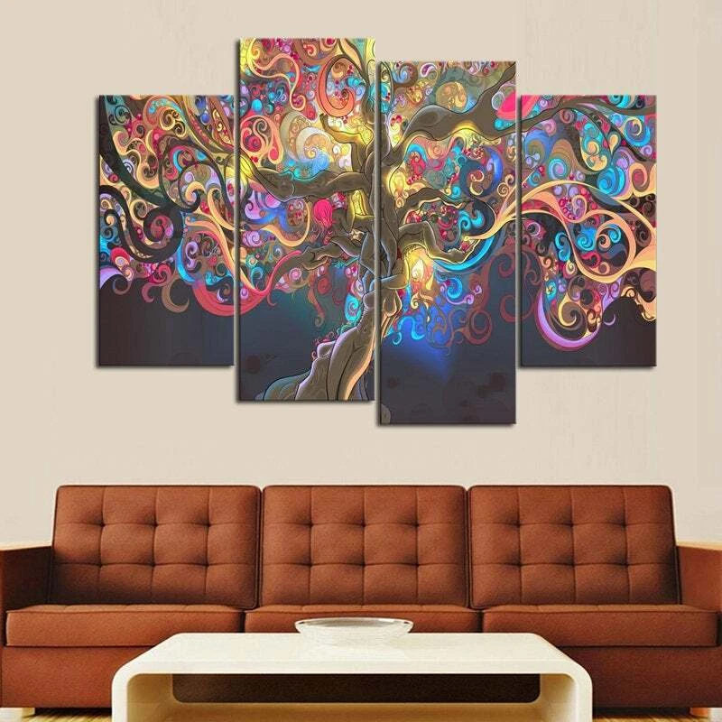 Multi Panel Print Tree Of Life Canvas 5 Piece Wall Art Autumn Leaves Watercolor - Image 2 of 4
