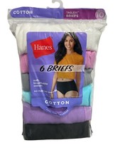 Hanes NEW UNOPENED Womens Tagless Cotton Briefs Pack Of 6 Assorted Colors SZ 10