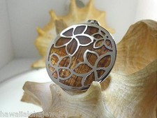 39mm Hawaiian Rhodium Brass Genuine Inlaid Koa Wood 2-Sided Plumeria Pendant 2