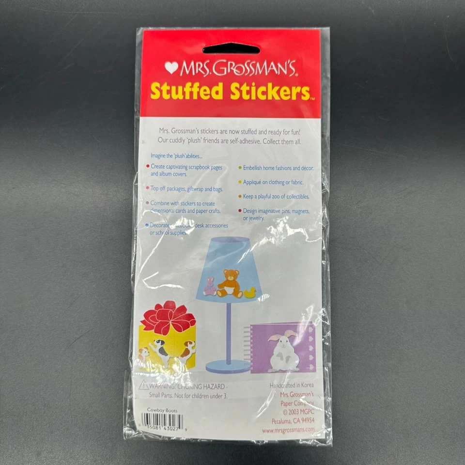 De colección Mrs Grossmans Pegatinas Rellenas Bota de Vaquero Sombrero 2003 Artesanías Libro de Recortes Foto 3 de 4