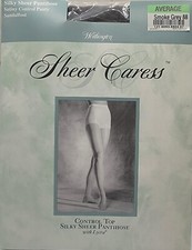 Worthington Sheer Caress Average Smoke Gray Silky Sheer Panty Hose Sandalfoot