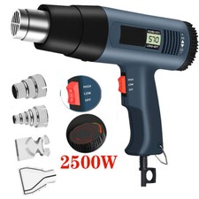 2500W Heat Gun Electric Hot Air Gun Dual Temperature LCD Display 4 Nozzles Tool
