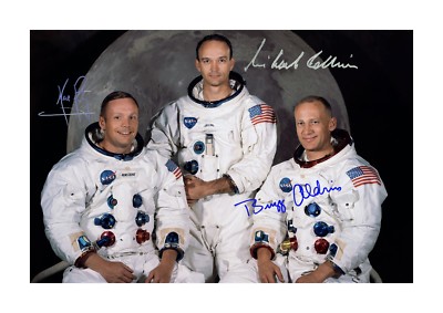 Apollo 11 Armstrong Collins Aldrin A4 Reproduktion signiert Poster Rahmenwahl