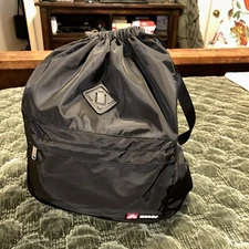 WANDF Drawstring Backpack Shoe Pocket Gym Bag Waterproof Sinch In Black 