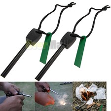 2x Survival Magnesium Flint Stone Fire Starter Emergency Lighter Kit For Camping