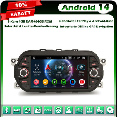 8-Kern Android 14 GPS Autoradio CarPlay für Fiat Tipo Aegea Egea Dodge Neon DAB+