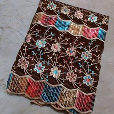 Ethnic Indian Dupatta Scarf Beaded Sequins Hand Embroidery Georgette Veil Stole
