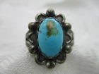 VINTAGE SIGNED STERLING OLD PAWN SOUTHWESTERN SILVER TURQUOISE RING SIZE 9