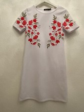 WHITE RED FLORAL DRESS SHIFT BNWT 8 BOOHOO PARTY PRETTY GLAM TOWIE BOHO CLUB 
