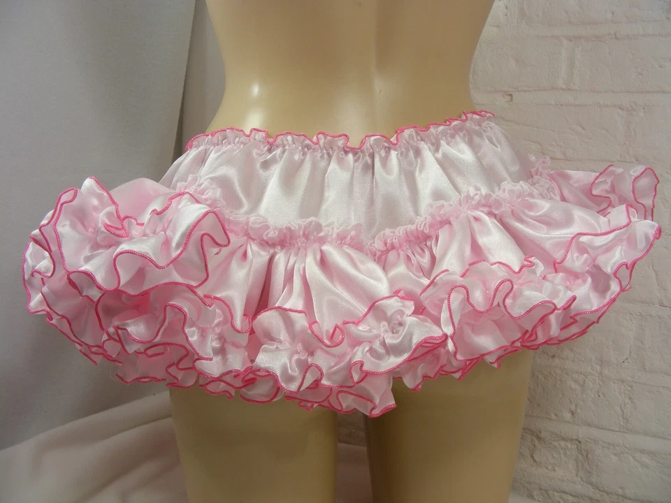 SISSY ADULT BABY FANCY DRESS pink/ cerise SATIN MICRO MINI FRILLY skater SKIRT - Image 3 of 4