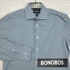 Bonobos Mens Dress Shirt 16 33 Tailored Fit BLue Fine Floral Print K19