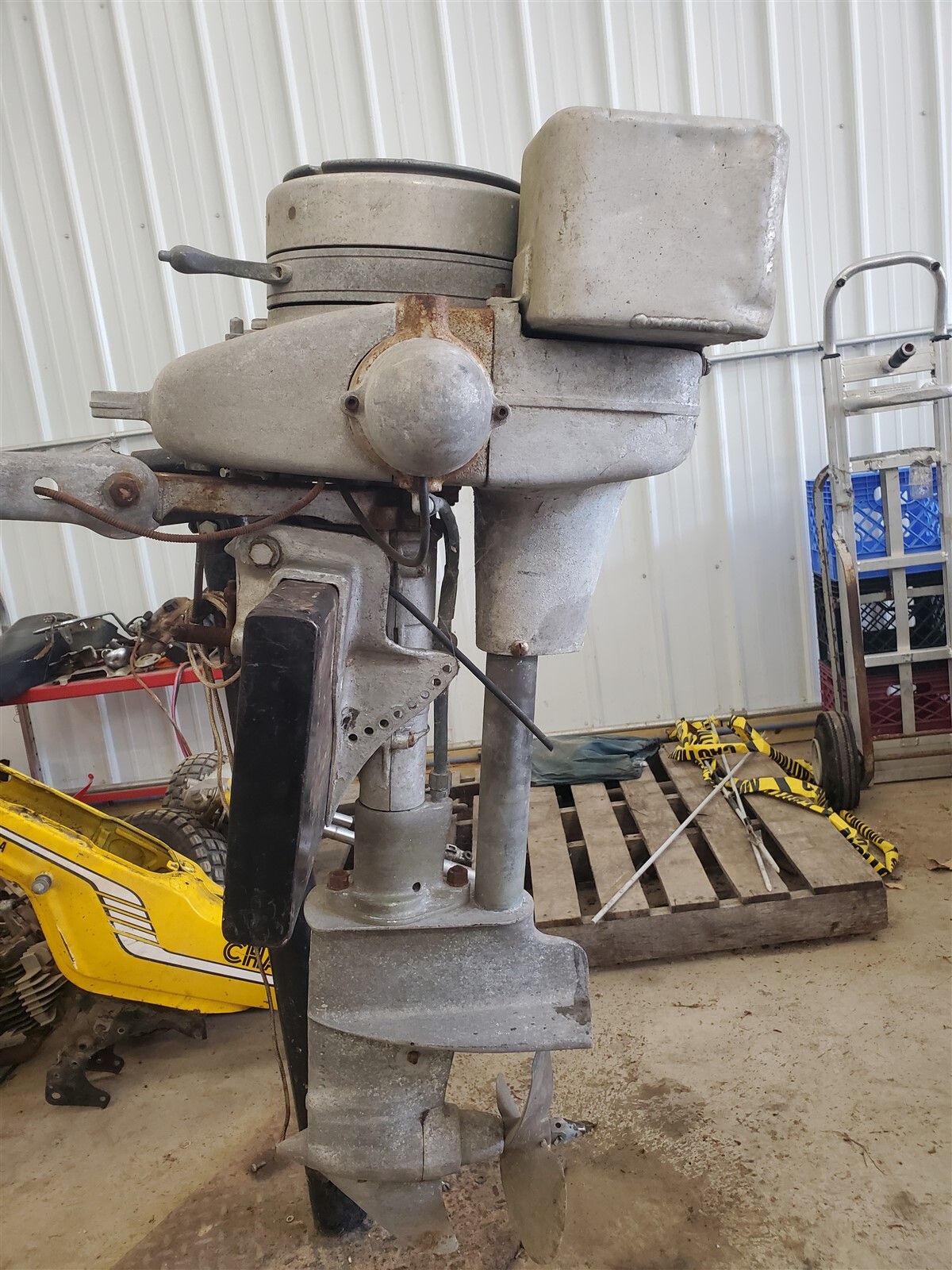 vintage 30's EVINRUDE SPEEDITWIN opposed outboard motor exhaust pipe