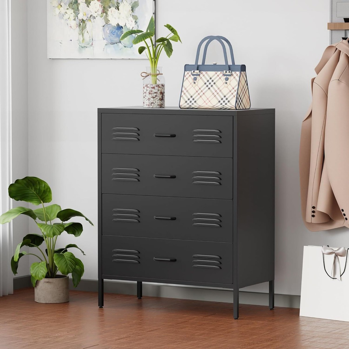 metal black dresser 9 Drawer Dresser Retro Wood Adult Dresser with Metal Handles for Bedro –  YouTrend main image 0