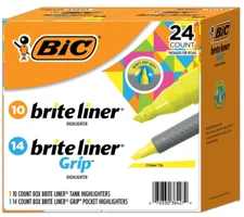 BIC Brite Liner Highlighter Combo Pack, Yellow, 24 ct (Free Shipping)