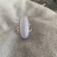 Blue Lace Agate Ring Sterling Silver Size 7