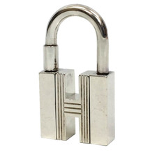 Hermes Cadena Padlock Charm H Logo Motif Silver 2000 Limited Silver Color