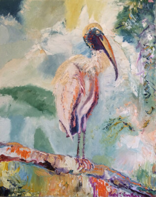 Stork, Bird on a Branch, Limited Edition Print