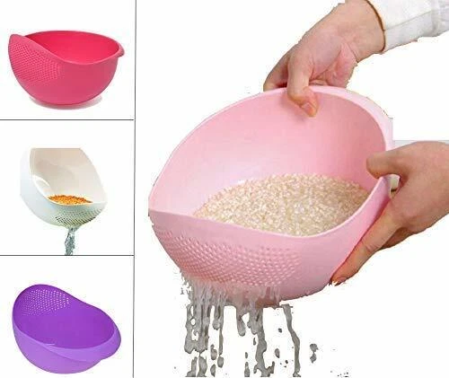 Rice Pulses Fruits Vegetable Noodles Pasta Washing Bowl & Strainer- 5 pieces