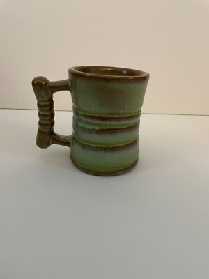 VINTAGE FRANKOMA POTTERY C3 PLAINSMAN Seafoam Green Brown 4  COFFEE MUG