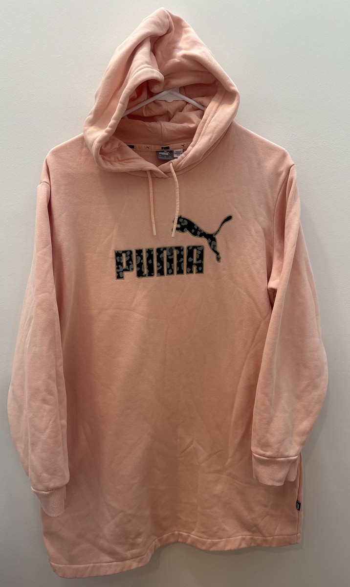 Puma Hoodie Dress Women's Large Pink Long Sleeve Sweatshirt