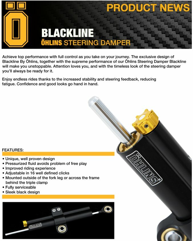 Ohlins BLACKLINE Universal Steering Damper SD007 63 MM Stroke 25 years