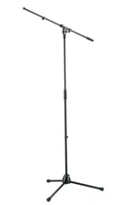 K&M 210/2 Black  Microphone Stand with 33" Boom, Tripod Base, Black