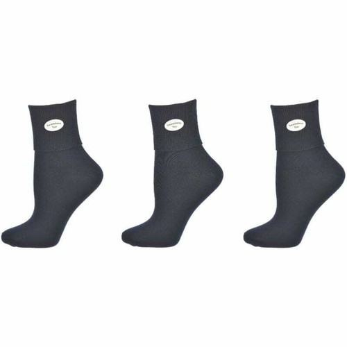 Sierra Socks Big Girls 3 Pairs Pack Pima Cotton School Uniform Turn Cuff Socks - Picture 8 of 21