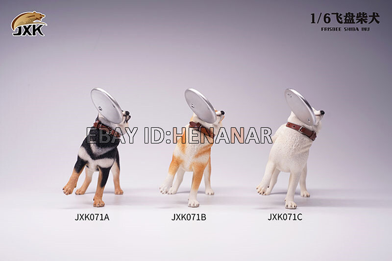 JXK Shiba Inu Doge Playing Frisbee Resin Model 1/6 Animal