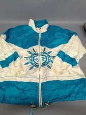 Vintage Lavon By Cheerful Corp Women's Blue White Zip Windbreaker Jacket Size M