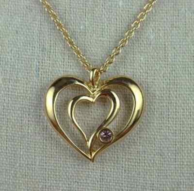 Round Cut Alexandre Double Heart Valentine Gift Pendant 14K Yellow Gold Plated