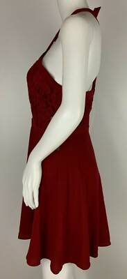 Lulus Red Cage Neck Lace Halter Skater Dress Size M NWTs | eBay