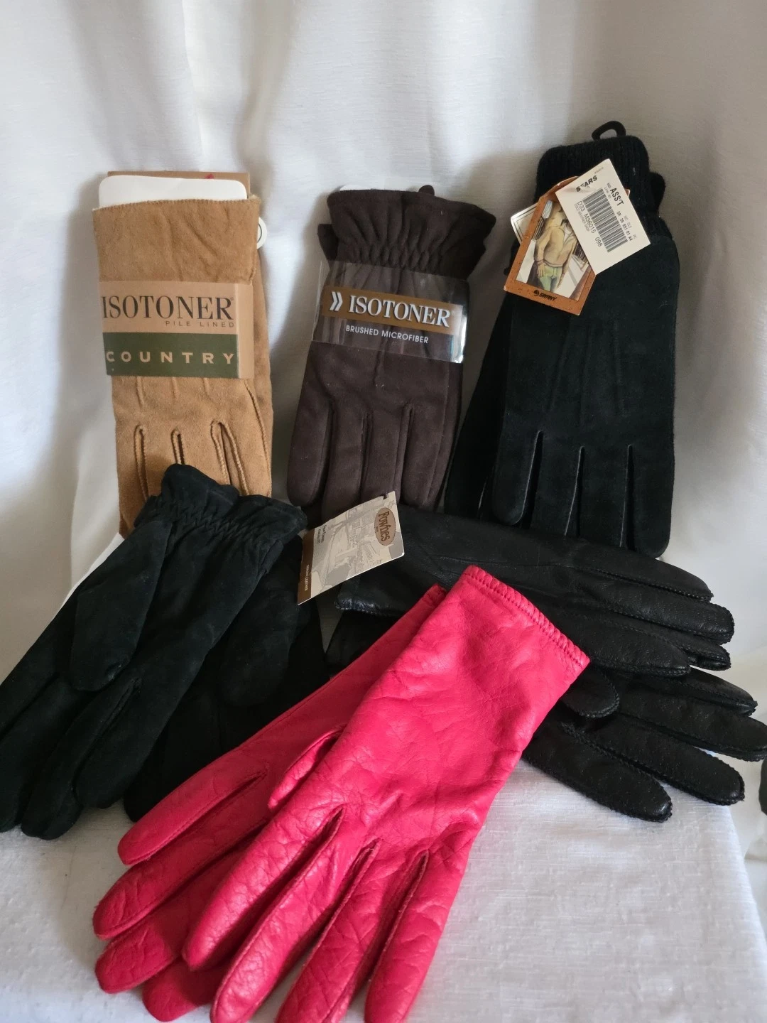 Ladies' Gloves Lot 6pr NWT Isotoner Fownes Leather Posh Suede Cozy Winter Drivin