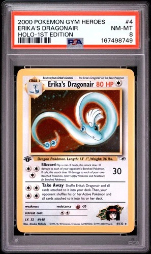 2000 POKEMON GYM HEROES HOLO-1ST EDITION #4 ERIKA'S DRAGONAIR PSA 8