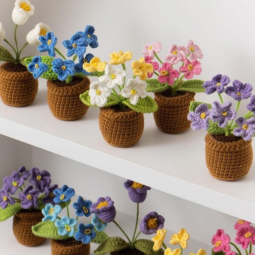 Cactus En Fil Crocheté Rose - Plante Artificielle Faite Main, Pot Inclus, 14,5 Cm, Cadeau Déco Mignon