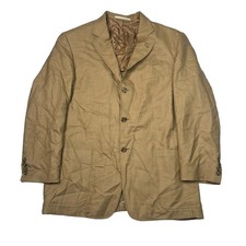 Burberry VTG Wool Silk T Model 3-Button Blazer Suit Jacket FLAW Tan Mens 42R
