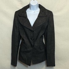 B-275 Le Suit Black  White Long Sleeve Lined Blazer Suit Jacket Size 10