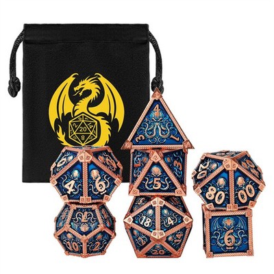 7-teiliges Metall Würfel Set Oktopus polyedrische Würfel für Tisch Brettspiel RPG Geschenk