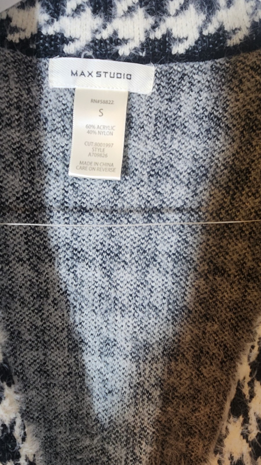 Max Studio Houndstooth Button Long Coat Black Whi… - image 5