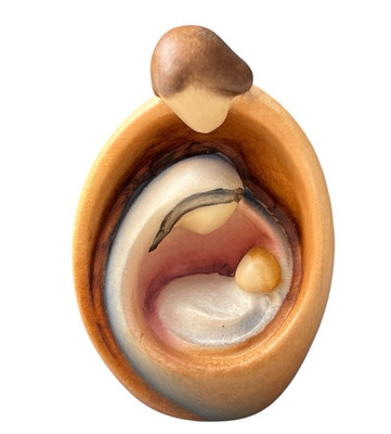 Holy Family Fibonacci Spiral Shape Nativity Decorated Wood Figurine 2'' H Italy