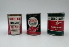 Lot of 3 Sinclair Oil Can Banks, Extra Duty Triple X, Aircraft Oil, Opaline. Exc