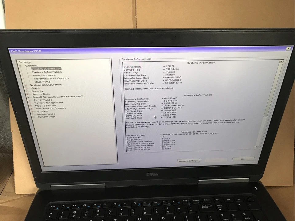 Dell Precision 7710 Intel Xeon E3-1535M 2.90GHz 64GB RAM 1TB+ 512 GB NVMe Win11P - Image 2 of 4